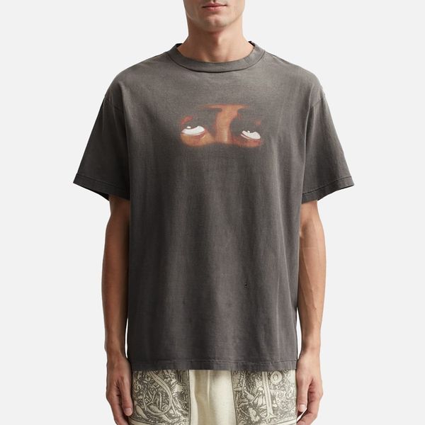 

streetwear 23ss fashion oversized vintage wash loose high street casual tee for men, Black;brown