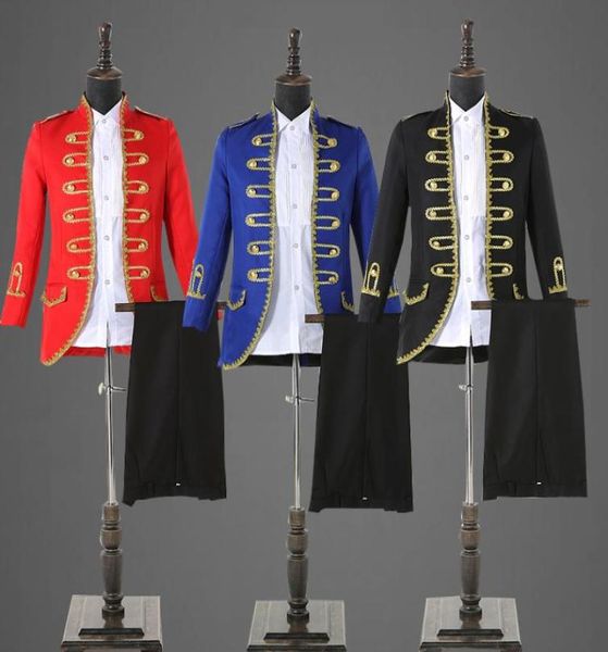 

real picture double breasted gold ornament wedding groom tuxedos stand collar groomsmen mens dinner blazer suits jacketpantstie8844711, Black;gray