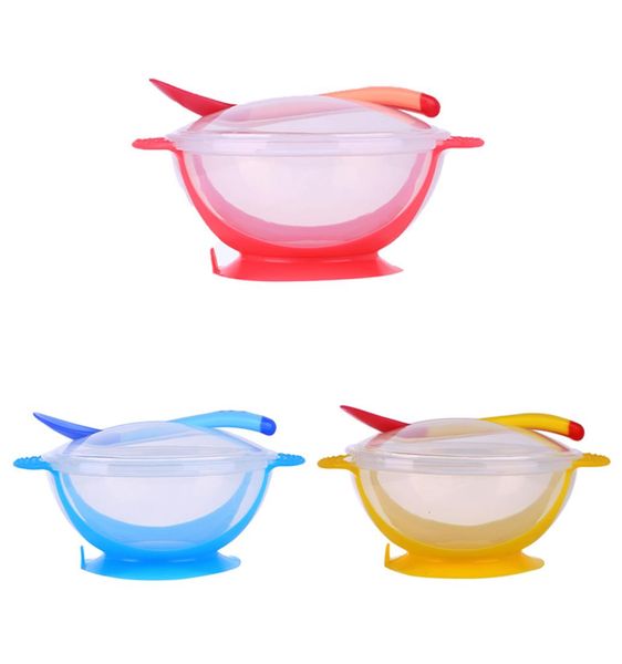 

2017 baby cutlery sets drop resistance temperature sensing spoon sucker bowl baby solid feeding dinnerware set1860376
