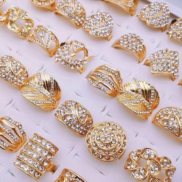 

wedding rings mix 100pcs/lot wholesale luxury rings for women brand in boho style party jewelry accessories charm men proposal love gift 230, Slivery;golden
