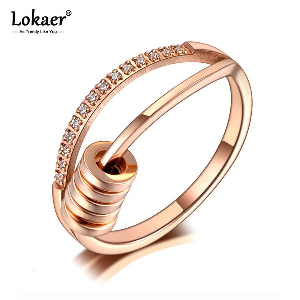 

wedding rings lokaer fashion stainless steel mosaic geometry circle rings luxury cz crystal wedding ring for women r20039 230712, Slivery;golden