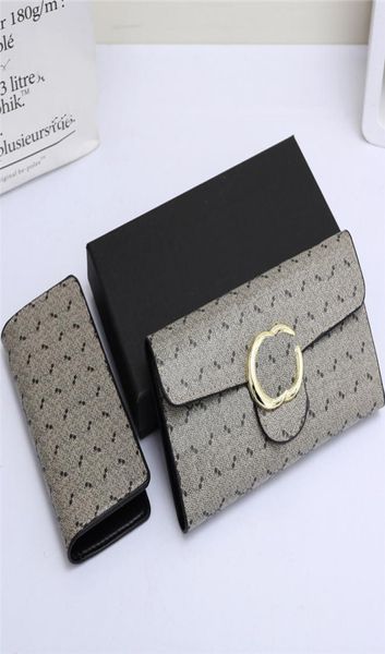 

casual card holder money clips metal letter buckle wallets men women business style purse double letter designer long flip wallet6133400, Black