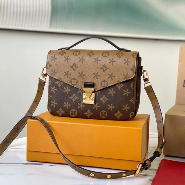 

m44876 pochette metis genuine leather clutch bags crossbody women luxury designer bag purses shoulder strap handbags handle classic flower w