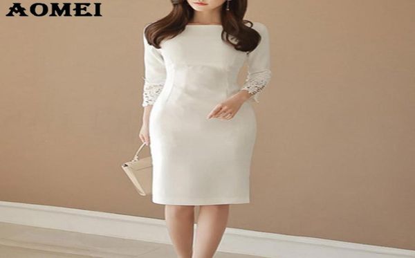 

women white dresses office lady work wear slim elegant classy slim modest workwear female package hip dress fall autumn robes3668210, White;black