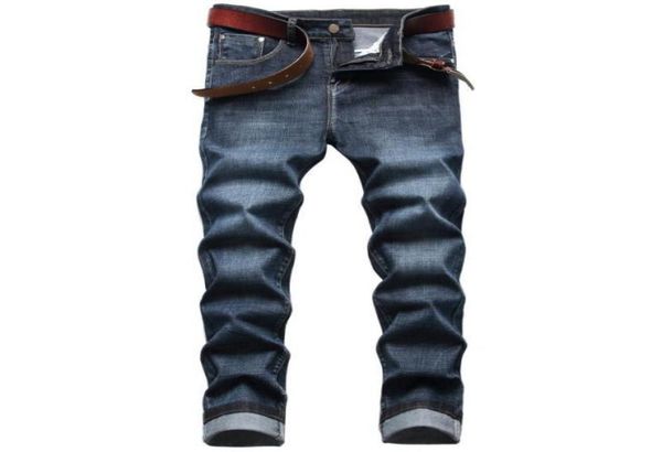 

men039s jeans men striaght fit classic navy blue denim pants male smart casual long elastic size 424473179
