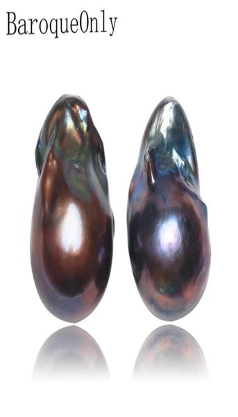 

baroqueonly large size natural freshwater black baroque pearl earrings 925 sterling silver personalized gift eqb 2106247767205, Golden;silver