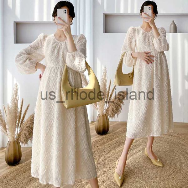 

maternity dresses 5564# drawstring slim waist a line maternity long dress spring korean fashion clothes for pregnant women pregnancy chic in, White
