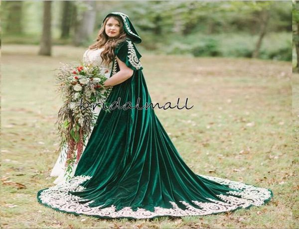 

winter dark green velvet wedding cloak with hood lace appliques long bridal cape bolero wrap wedding accessories3920831, White