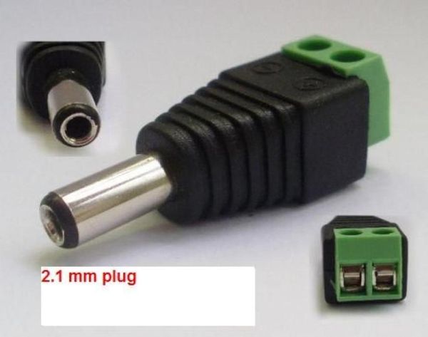 

5521mm male cctv utp power plug jack socket adapter cable dcac 2 camera video balun connector3023536