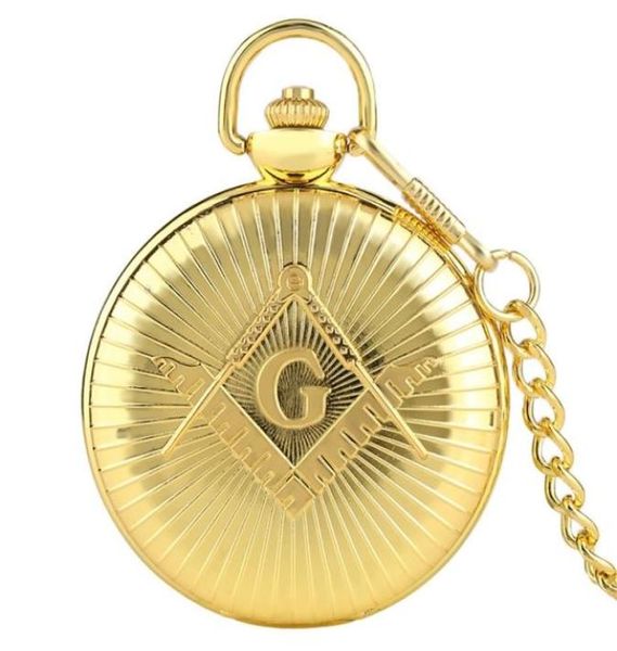 

souvenir collection big quotgquot masonic display quartz pocket watch luxury pocket pendant watch with 30 chain steampunk fob 1368102, Slivery;golden