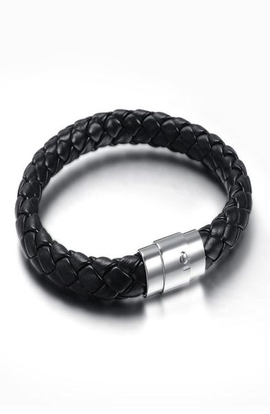 

new 85 inches width 8mm magnet pu leather bracelet bangle for men and women stainless steel bracelet jewelry n0017060519, Golden;silver