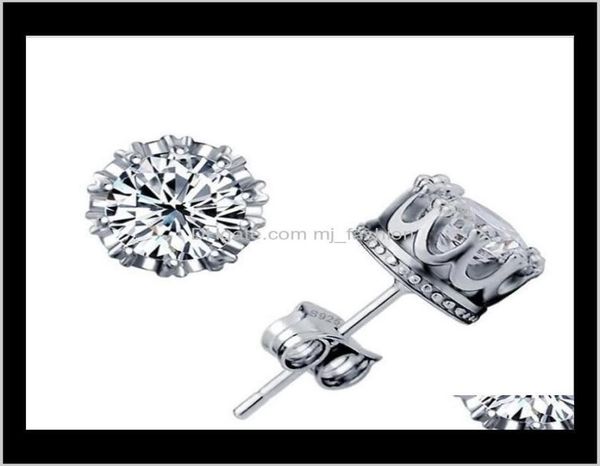 

jewelrysterling cz diamond stud fashion jewelry beautiful wedding gold sier crown earrings 1542 drop delivery qyjtv3971710, Golden;silver