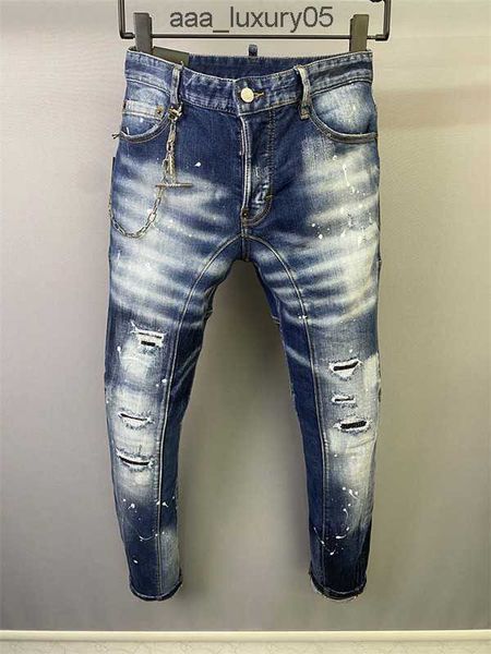 

2023 jeans new mens luxury designer denim jeans holes trousers biker pants 2#a506 dsquare d2 dsqs dsq2s i6j9, Blue
