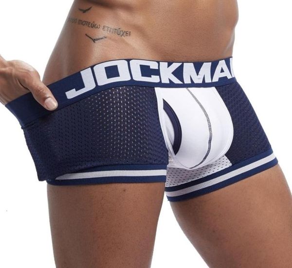 

jockmail 3pcslot men underwear boxer breathable mesh homme male underpants panties cotton shortsmx1909042715584, Black;white