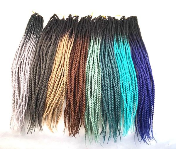 

crochet braiding senegalese hair ombre two color 24inch synthetic braids bulk hair extensions customized color6061043, Black