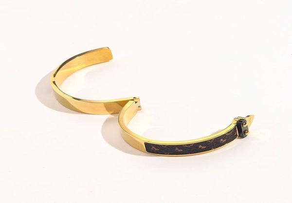 

designer branded bracelets women bangle designer jewelry faux leather 18k gold plated stainless steel bracelet womens wedding gift6729381, Black