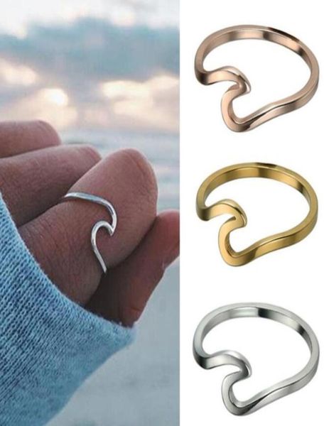 

whole new beach ocean wave rings women minimalist korean style gold silver rose gold engagement rings for women fashion jewelr7289837
