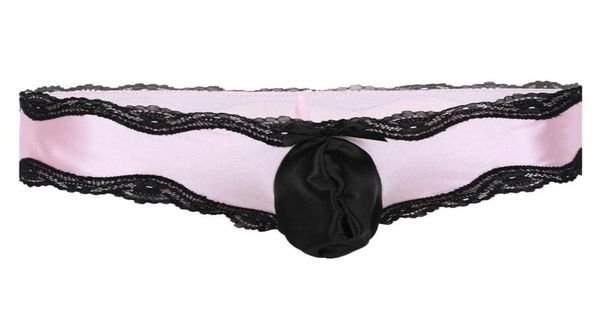 

women039s panties sissy lingerie for men crossdress underwear lowwaisted gay bikini lacework underpants with bulge pouch 40402260844, Black;pink