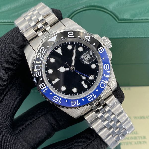 

luxury mens watch automatic gmt cola circle ceramic 40mm all stainless steel gliding u1 buckle swimming root beer sapphire luminous watch mo, Slivery;brown