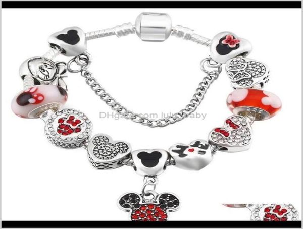 

ins fashion luxury designer bow cartoon diy sparkling diamond crystal european beads charms bracelet for woman girls christmas 3oq4463928, Golden;silver