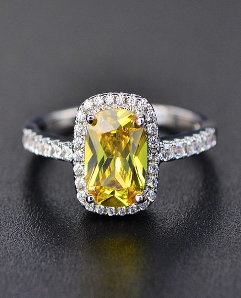 

925 sterling silver moissanite certified diamond wedding ring for women luxury engagement square colored gemstone zircon fashion r4440705, Slivery;golden