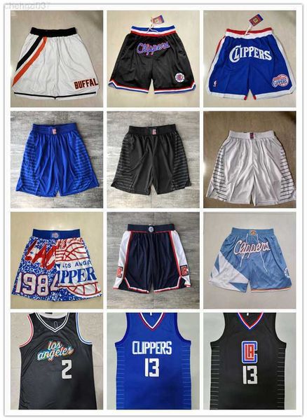 

la''clippers''shorts mens throwback basketball shorts pocket basketball jersey paul 13 george kawhi 2''leonard, Black
