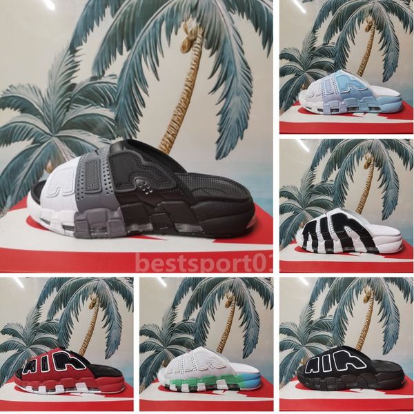 

2023 fashion more uptempos summer slides men women slippers black white red sports slipper pippen sandle mens designer sandals size 36-46 b3