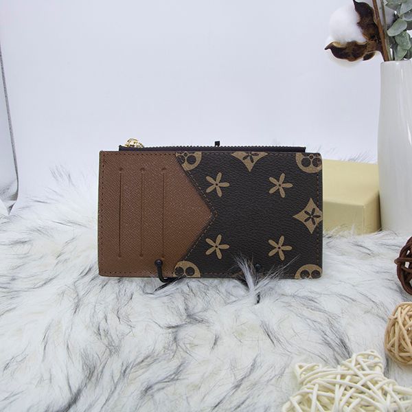 

vintage m30271 coin card holder designer pocket organizer key wallets coin purses luxurys mens cardholder wallets poke card womens genuine l, Brown;gray