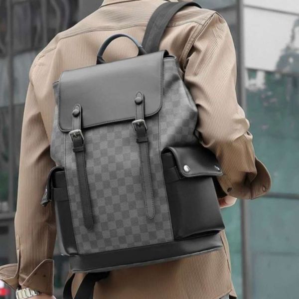 

designer bag men backpack fashionable checkered backpack women large capacity student backpack shark street travel bag