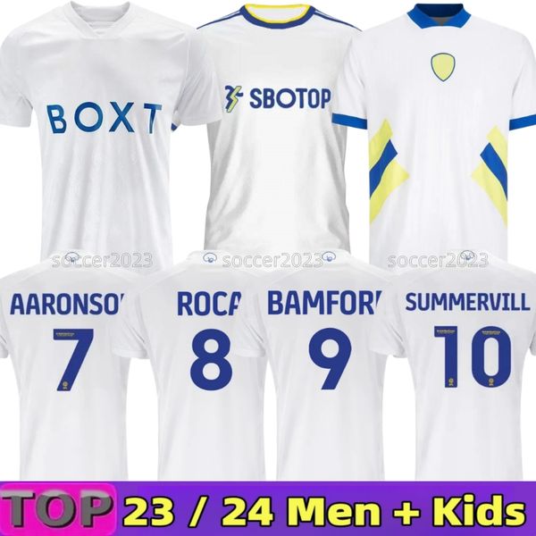 

23 24 leeds icons bamford soccer jerseys 22 2023 2024 adams aaronson harrison llorente unitedes sinisterra james llorente r men kids kit foo, Black;yellow