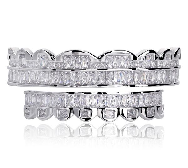 

new baguette set teeth grillz bottom silver color grills dental mouth hip hop fashion jewelry rapper jewelry4140151, Black