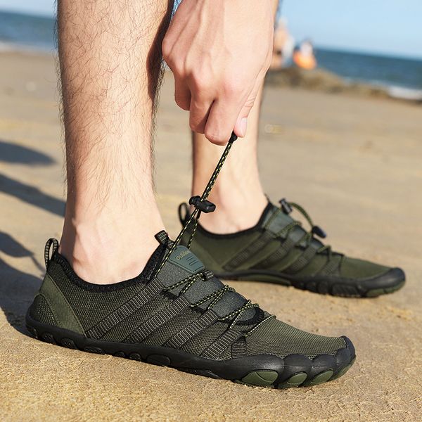 

water shoes mesh quick drying aqua shoes men's breathable upstream water sports shoes women's beach shoes anti slip outdoor swimmi, Black