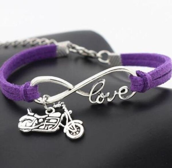 

vintage silver love infinity charm motorcycle bracelet bangle for women mixed color velvet rope bracelets jewelry accessories new 8853859, Golden;silver