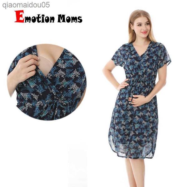 

2023 emotion moms fashion maternity breastfeeding dress cool summer chiffon nursing clothes for pregnant women adjustable waist l230712, White