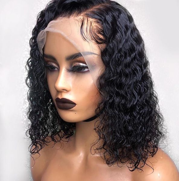 

13x4 lace front human hair wigs for black women bob curly wig brazilian remy hair bleached knots pre plucked with baby hair new4940054