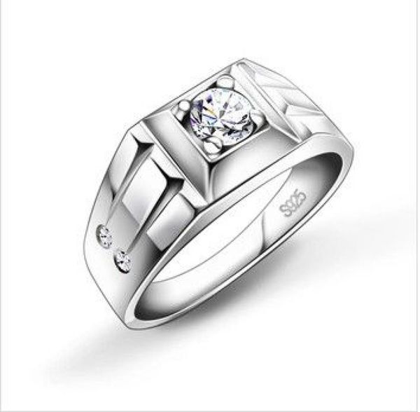 

18k white gold 925 silver mens ring ring01234567893809648, Golden;silver