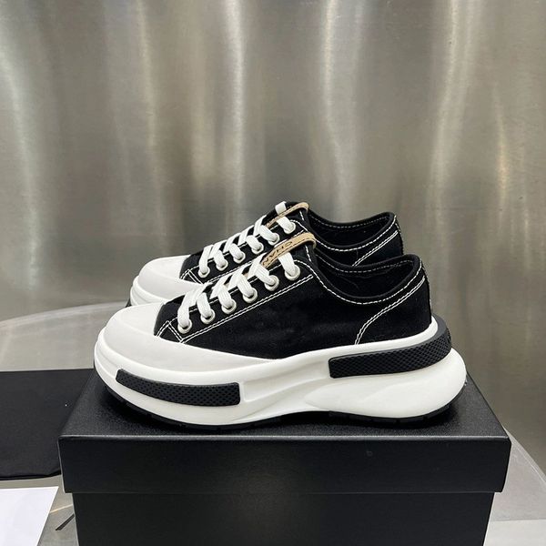 

ladies sports shoes canvas sponge cake thick sole tie up letter low cut spring and autumn new casual versatile single shoe classic trend ins