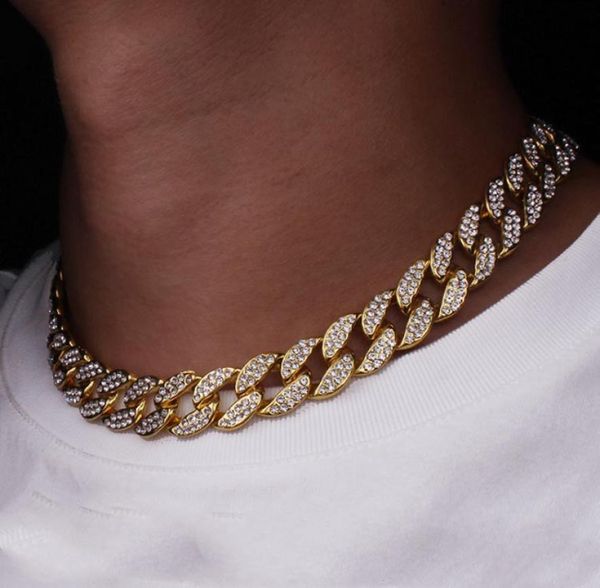 

iced out chains for men with rhinestone and women designer gold necklace mens hip hop bling chains jewelry men cuban link stainles7801152, Silver
