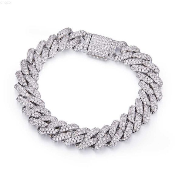 

s925 silver inlaid round white dvvs moissanite 8-26 inch cuban chain