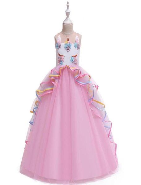

ins unicorn flower girl dresses for wedding kids designer clothes girls dress long girls dresses princess dress big kids dresses a2450426, Red;yellow