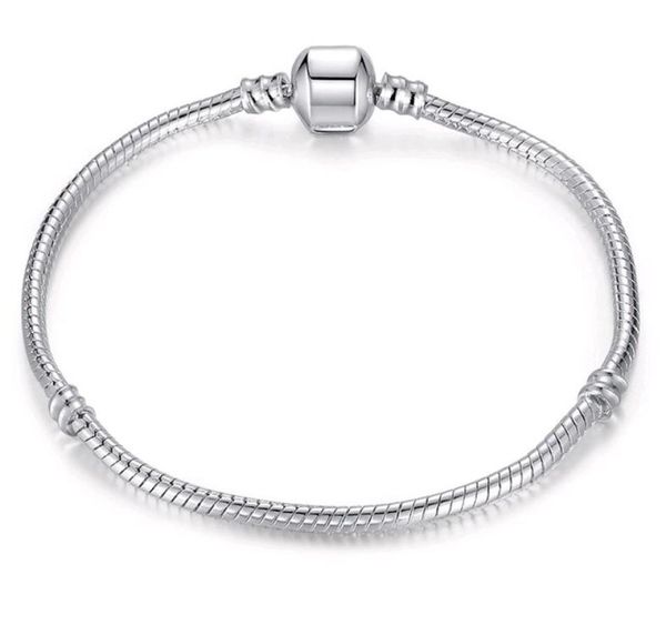 

6-9 inches silver plated chain 3mm fit european charm beads bangle bracelets fashion diy jewelry7899775, Black