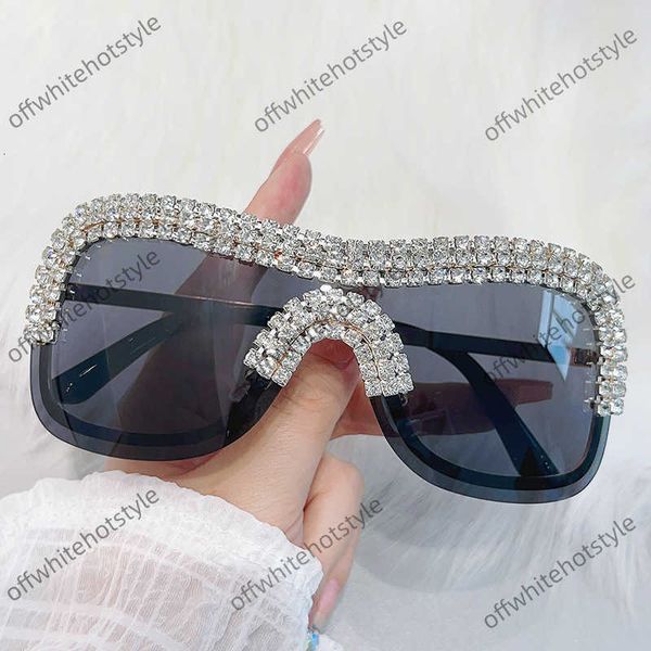 

Xiao Xiang family glasses 2023 Xiangjia Same Style Frameless Diamond Sunglasses for Women Luxury Dot Large Frame Connected Mesh Red Party