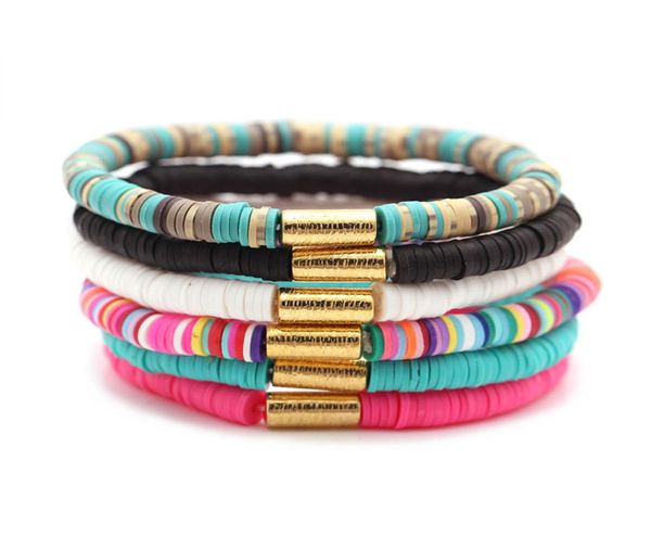 

clay bracelets discs bead handmade alloy bracelet summer boho mixed color popular wristband jewelry for girls1152639, Golden;silver