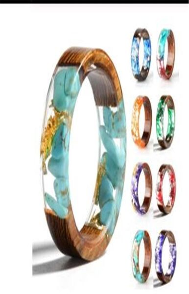 

wood resin ring transparent epoxy resin ring fashion handmade dried flower wedding jewelry love ring for women 2020 new design8190255, Golden;silver