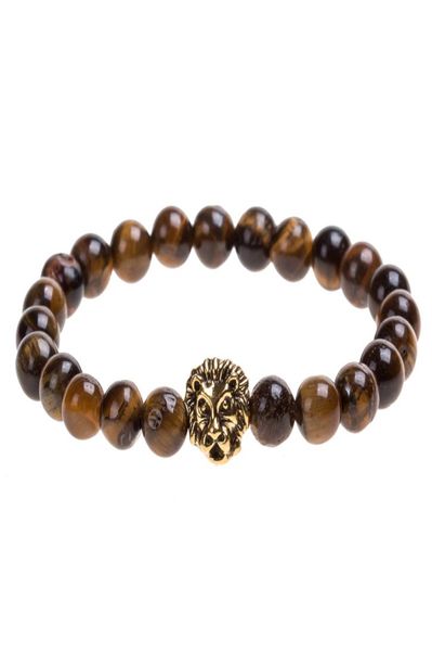 

tiger eye beaded strands bracelet for men fashion lion head charms natural stone buddha bracelets handmade yoga jewelry1886554, Black