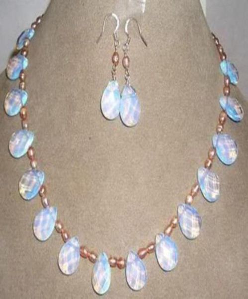 

pink pearl sri lanka moonstone drops pendant necklace earrings set3494753, Black