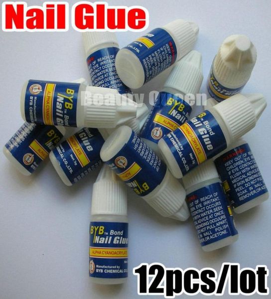 

12pclot 3g grams nail art glue quickdrying fast drying for acrylic french nail tips tool ship8583617, Silver