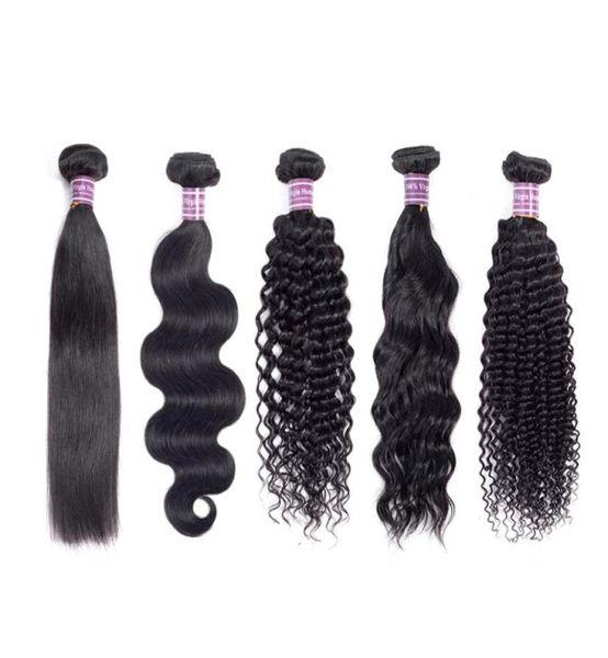 

whole brazilian straight hair weaves body water deep wave hair bundles unprocessed peruvian kinky curly human hair extensions 7392465, Black