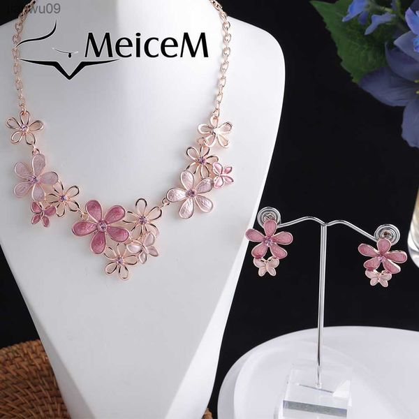 

meicem new in magnolia flower daisy choker silver color necklace pendant blue enamel necklaces women party gift female 2023 l230704