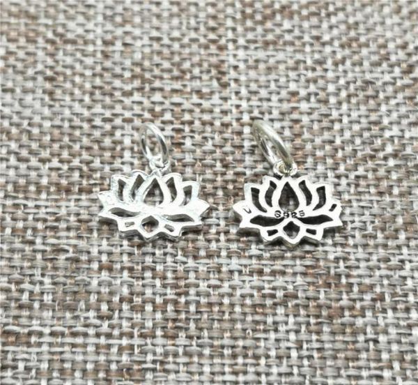 

charms 925 sterling silver small lotus 2sided for yoga meditation bracelet necklace5502109, Bronze;silver